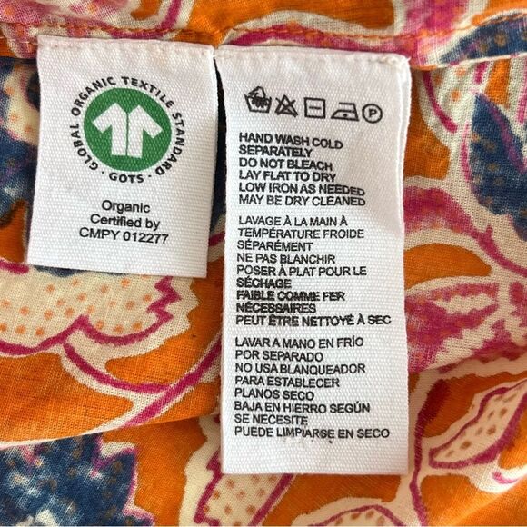 Cleobella Talia Organic Cotton Floral Button Up Top Orange Size S Boho Peasant - Picture 8 of 9